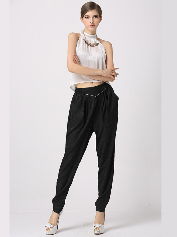 Harem pants elastic waistband for women - Click Image to Close